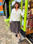 Laurel Gold Thread & Pearl Knitted Jacket - Cream