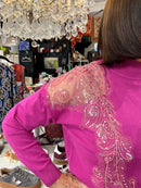 Rosie Polo Bead Embellished Jumper - Magenta