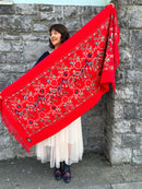 Sofia Paisley Print Shawl - Red