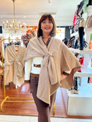 Elizabeth Bow Pearl & Diamante Cape - Taupe