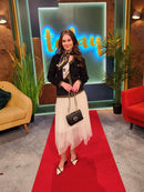 Fernanda Two Tone Printed Neck Scarf - Black & White