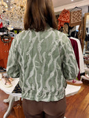 Billie Sequin & Embroidery Bomber Jacket - Green