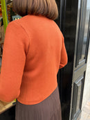 Gabby Leopard Trim Ruffle Collar Cardi - Rust