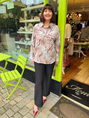 Ryleigh Diamante Embellished & Animal Print Shirt - Mocha Beige