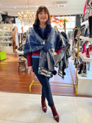 Eileen Tartan Cape - Navy