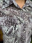 Ryleigh Diamante Embellished & Animal Print Shirt - Mauve Grey Leopard
