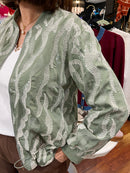 Billie Sequin & Embroidery Bomber Jacket - Green