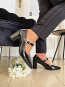 Dancing Matilda 026 Black Patent Court Shoe