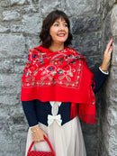 Sofia Paisley Print Shawl - Red