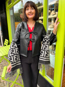 Gracie Faux Leather Bow Tie Jacket - Black