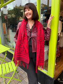 Faye Reversible Shawl - Maroon & Red