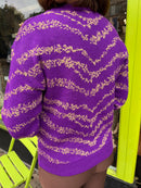 River Gold Bead & Thread Knit Cardi - Purple