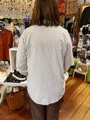 Lisa Pearl Bow Embellished Oversized Shirt - Mocha