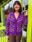 River Gold Bead & Thread Knit Cardi - Purple