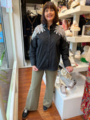 Aubry Pearl & Mesh Shirt - Black