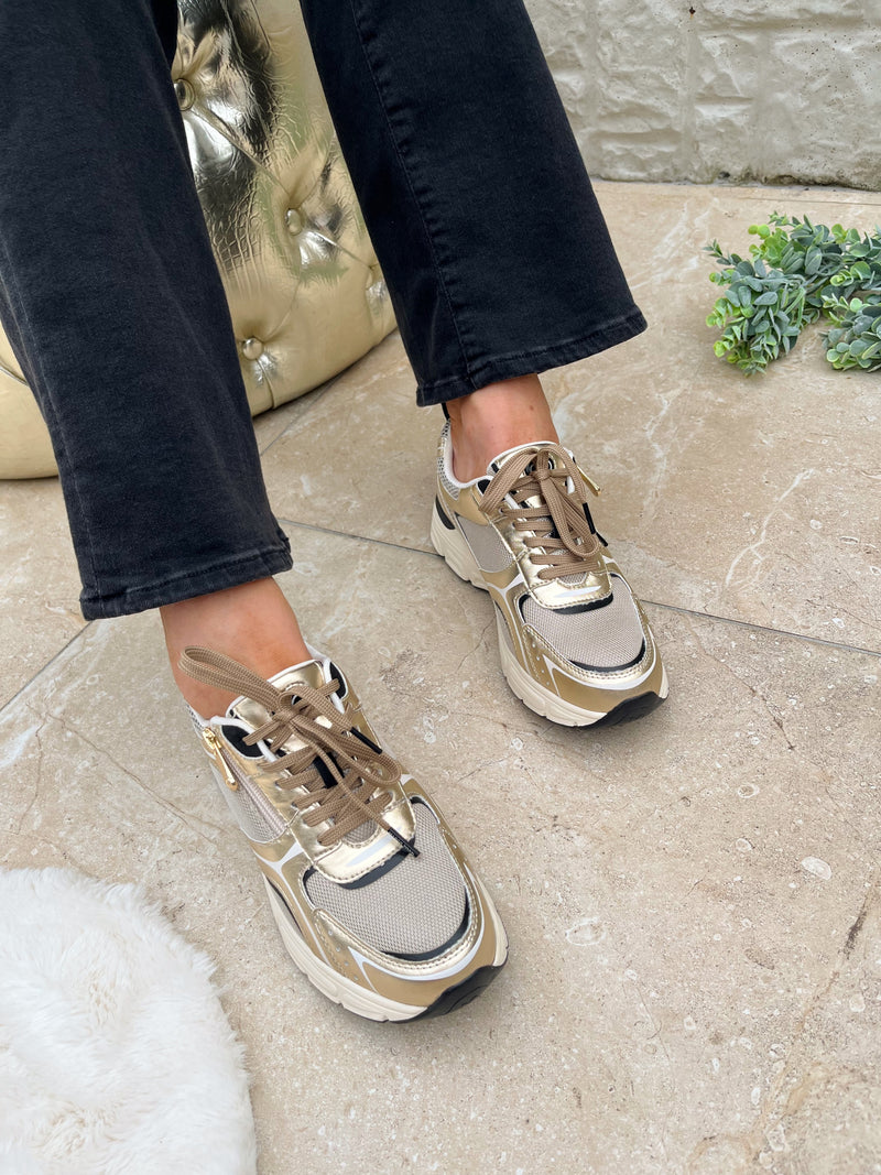 Marco Tozzi Gold Chunky Trainer 2-23779-45