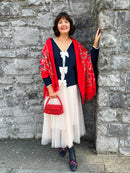 Sofia Paisley Print Shawl - Red