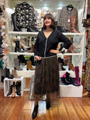 Tara Monochrome Bow Cuff Cardi - Black