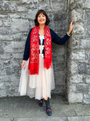 Sofia Paisley Print Shawl - Red