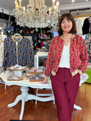 Elena Paisley Printed Bomber - Maroon