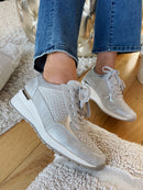 Redz Silver Wedge Trainers 6G596 V148