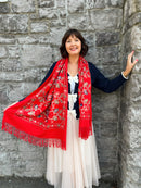 Sofia Paisley Print Shawl - Red