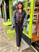 Gracie Faux Leather Bow Tie Jacket - Black