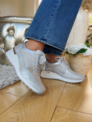 Redz Silver Wedge Trainers 6G596 V148