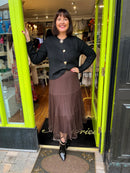 Rowan Gold Button Knit Cardi - Black