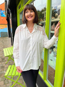 Aubry Pearl & Mesh Shirt - White