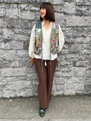 Ingrid Bow Tie Paisley Gilet - Khaki Green