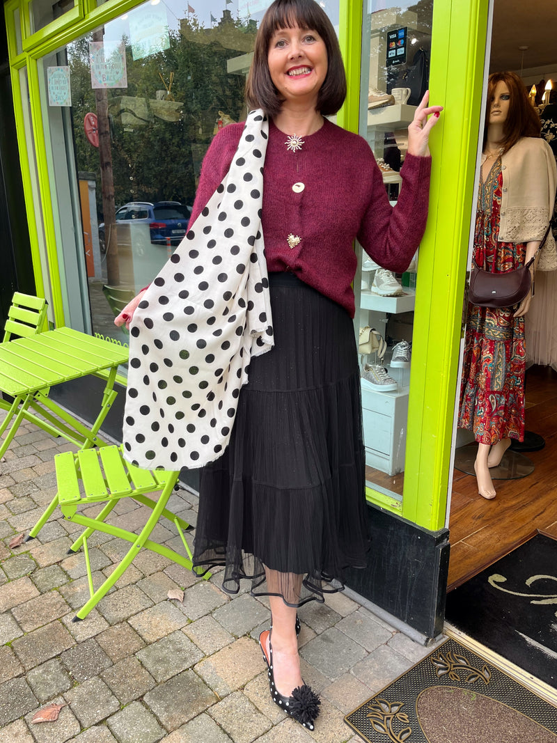 Rowan Gold Button Knit Cardi - Burgundy