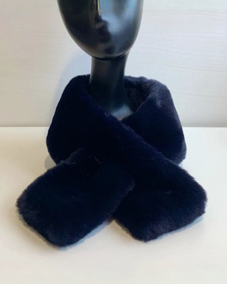 Maisie Faux Fur Neck Collar - Navy