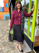 Rowan Gold Button Knit Cardi - Burgundy