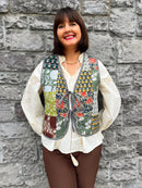 Ingrid Bow Tie Paisley Gilet - Khaki Green