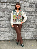 Ingrid Bow Tie Paisley Gilet - Khaki Green