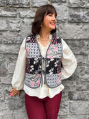 Ingrid Bow Tie Paisley Gilet - Black