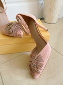 Menbur Crystal Fringe Embellished Platform Stilettos - Blush 24090