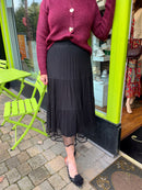 Rachel Ruffle Hem Tulle Sparkle Skirt - Black