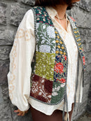 Ingrid Bow Tie Paisley Gilet - Khaki Green