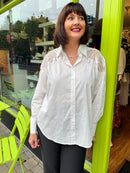 Aubry Pearl & Mesh Shirt - White