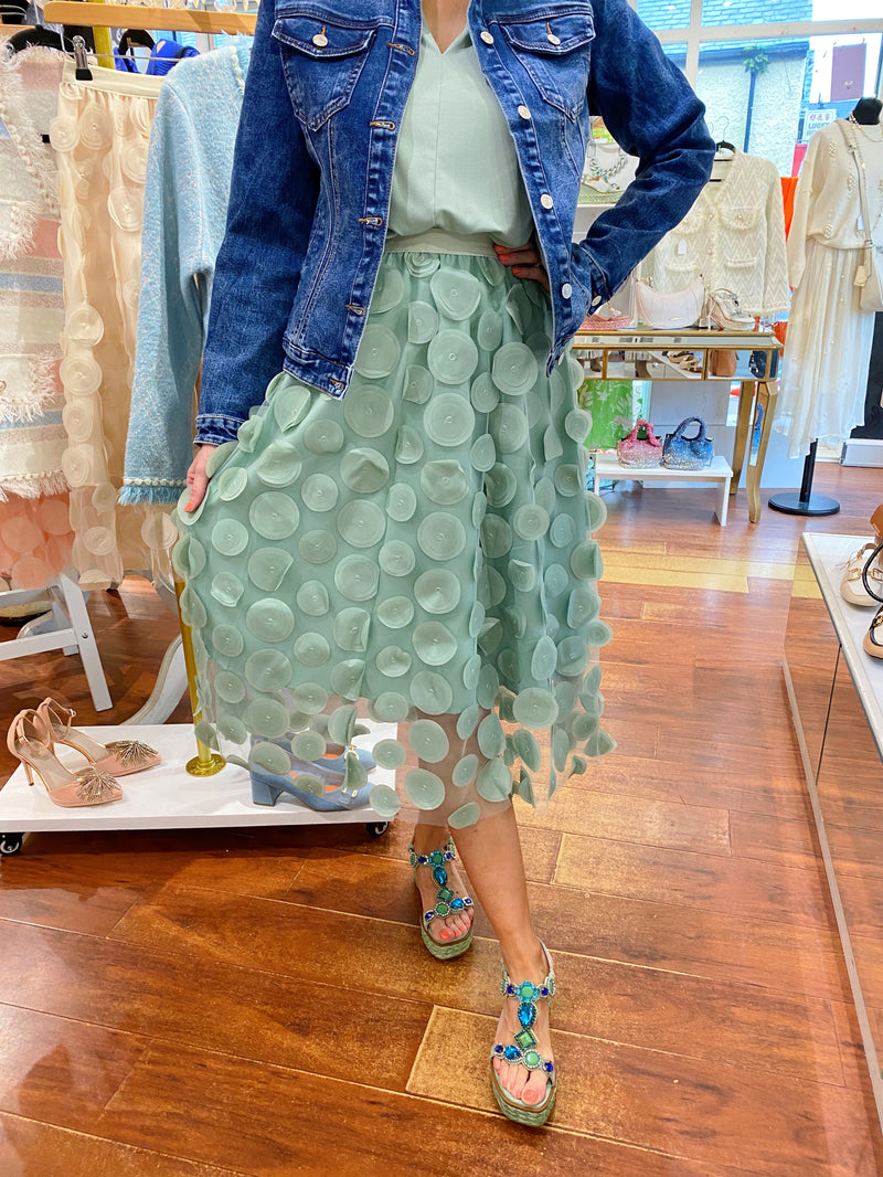 Bridget Appliqué Skirt - Sage Green