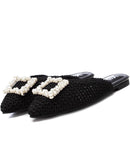XTI Woven Pearl Mule - Black 142682