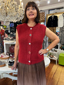 Sydney Jewel Button Knit Vest - Maroon