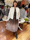 Trey Sequin & Embroidery Bomber Jacket - Cream