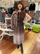 Sydney Jewel Button Knit Vest - Brown