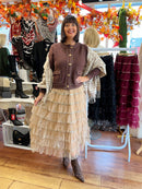 Ellia Gold Button Cardi - Chocolate Brown