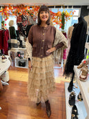 Ellia Gold Button Cardi - Chocolate Brown