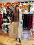 Ellia Gold Button Cardi - Chocolate Brown