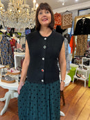 Sydney Jewel Button Knit Vest - Black